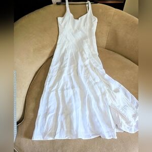 ZARA White Linen Blend Maxi Dress | Sleeveless Summer Sundress